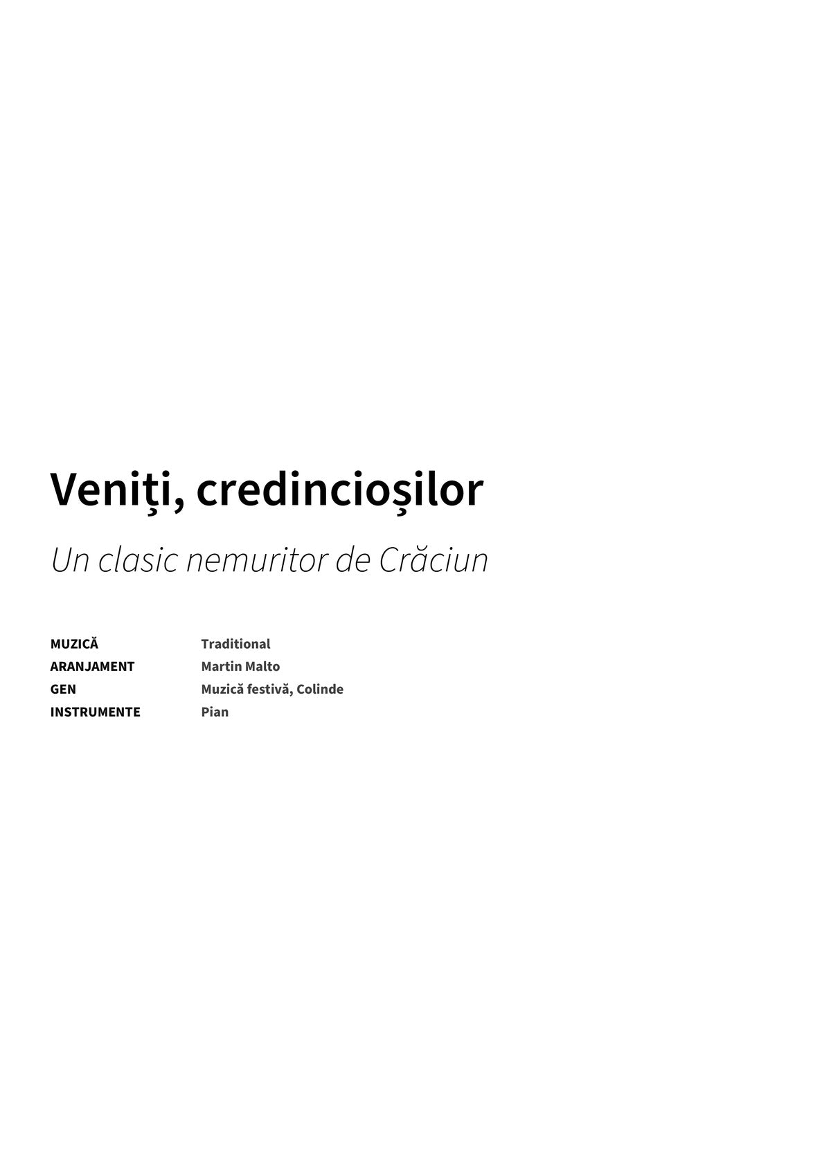Veniți, credincioșilor - Title Page