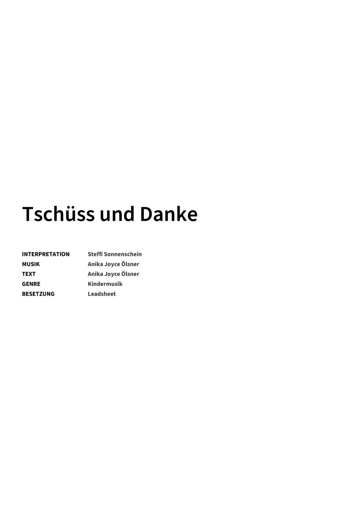 Tschüss und Danke - Title Page