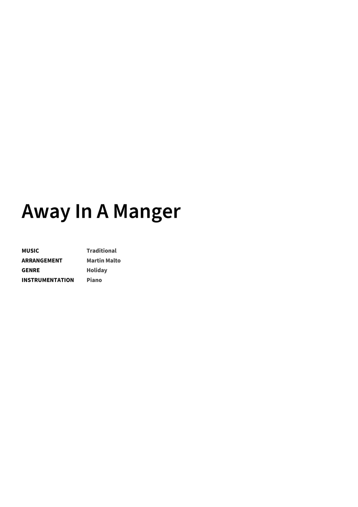 Away In A Manger - Title Page