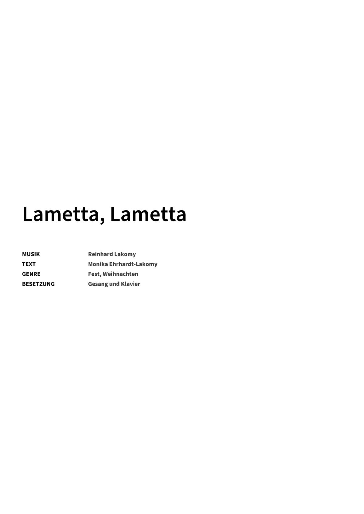 Lametta, Lametta - Title Page