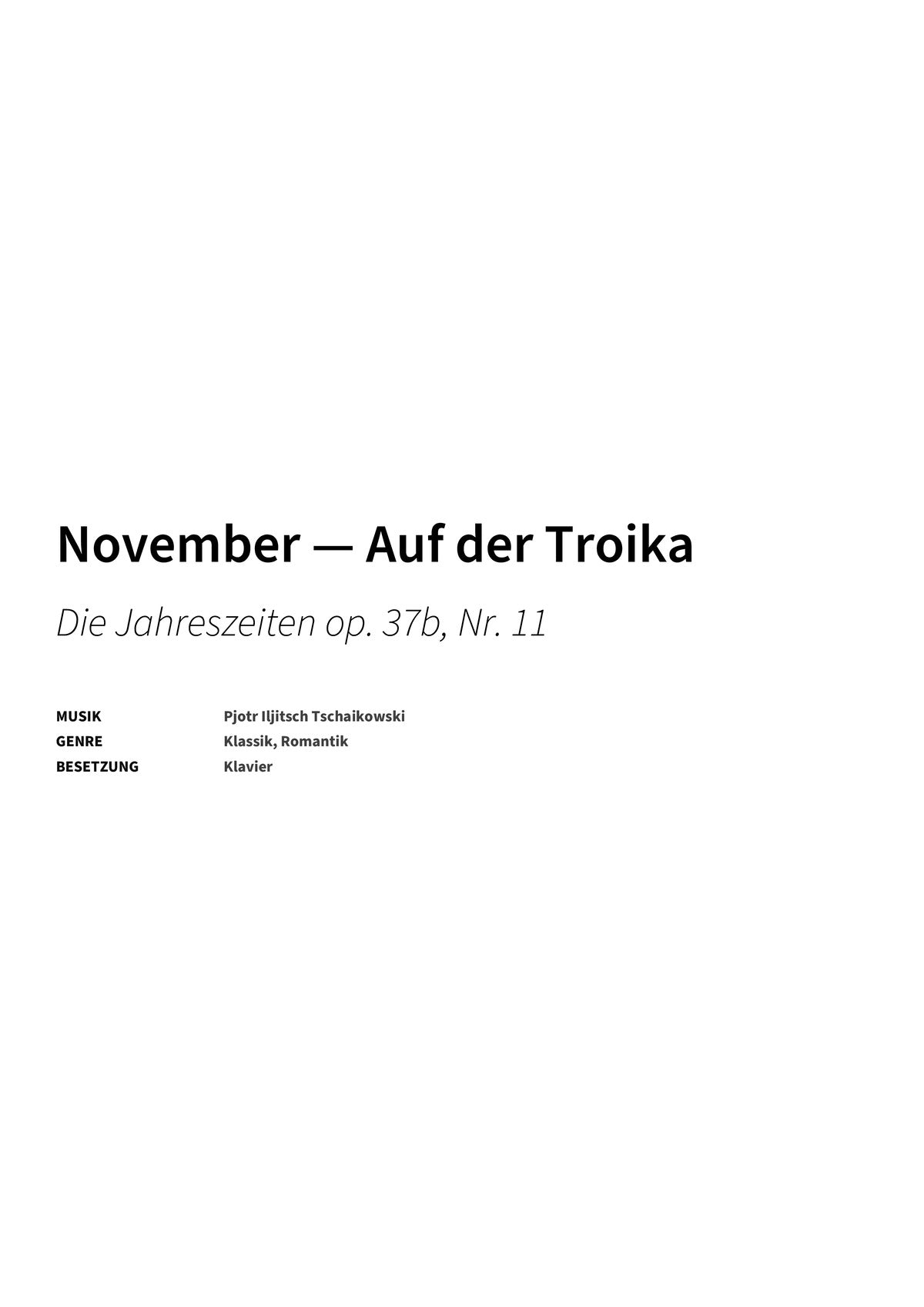 November — Auf der Troika - Title Page