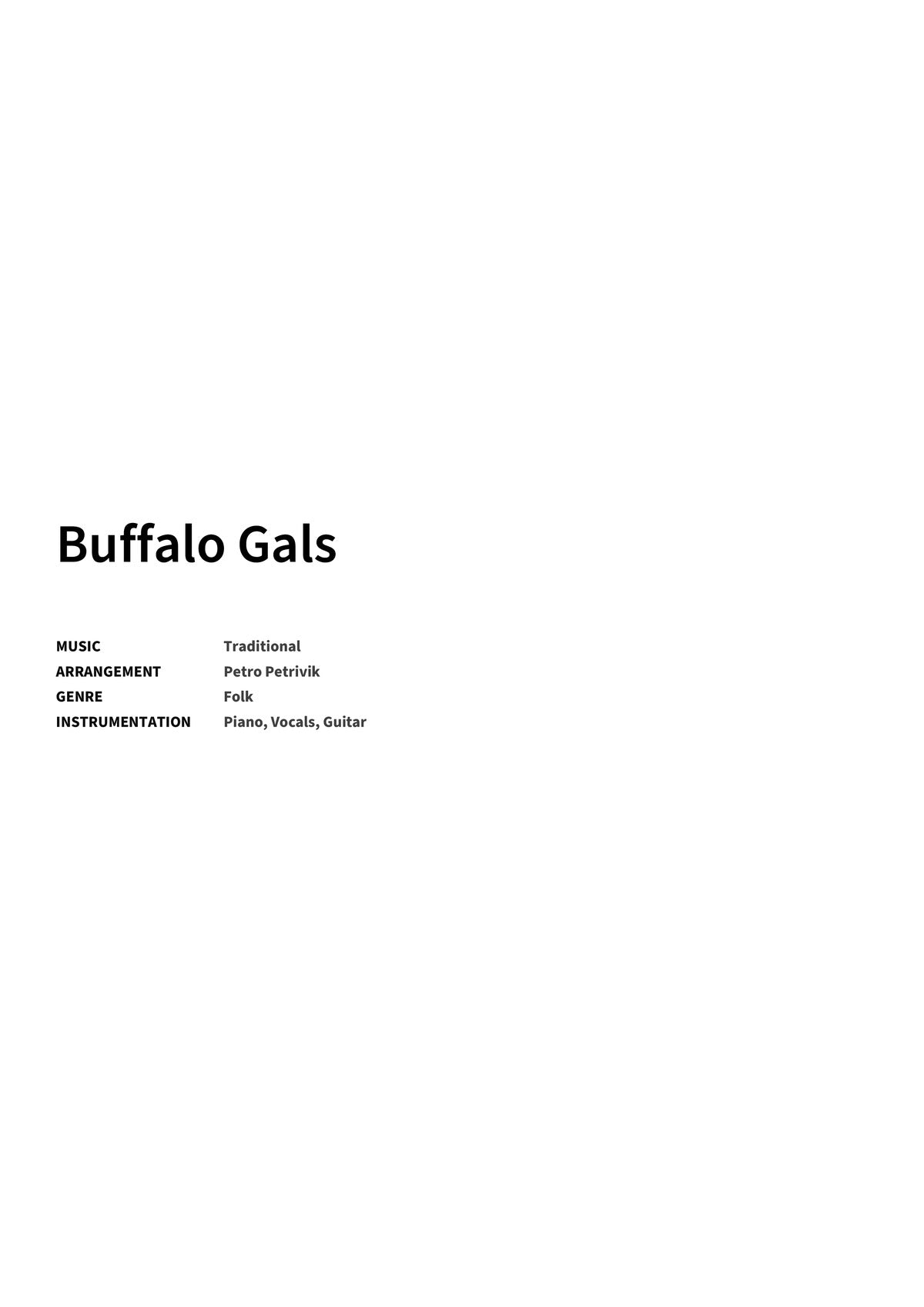 Buffalo Gals - Title Page