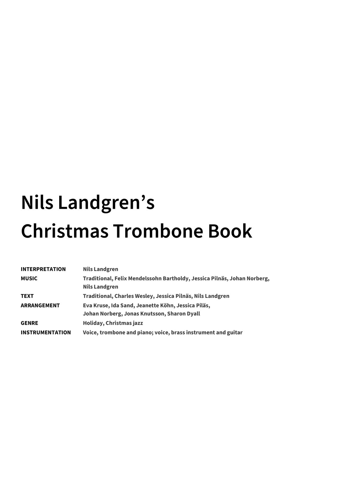 Nils Landgren’s Christmas Trombone Book - Title Page