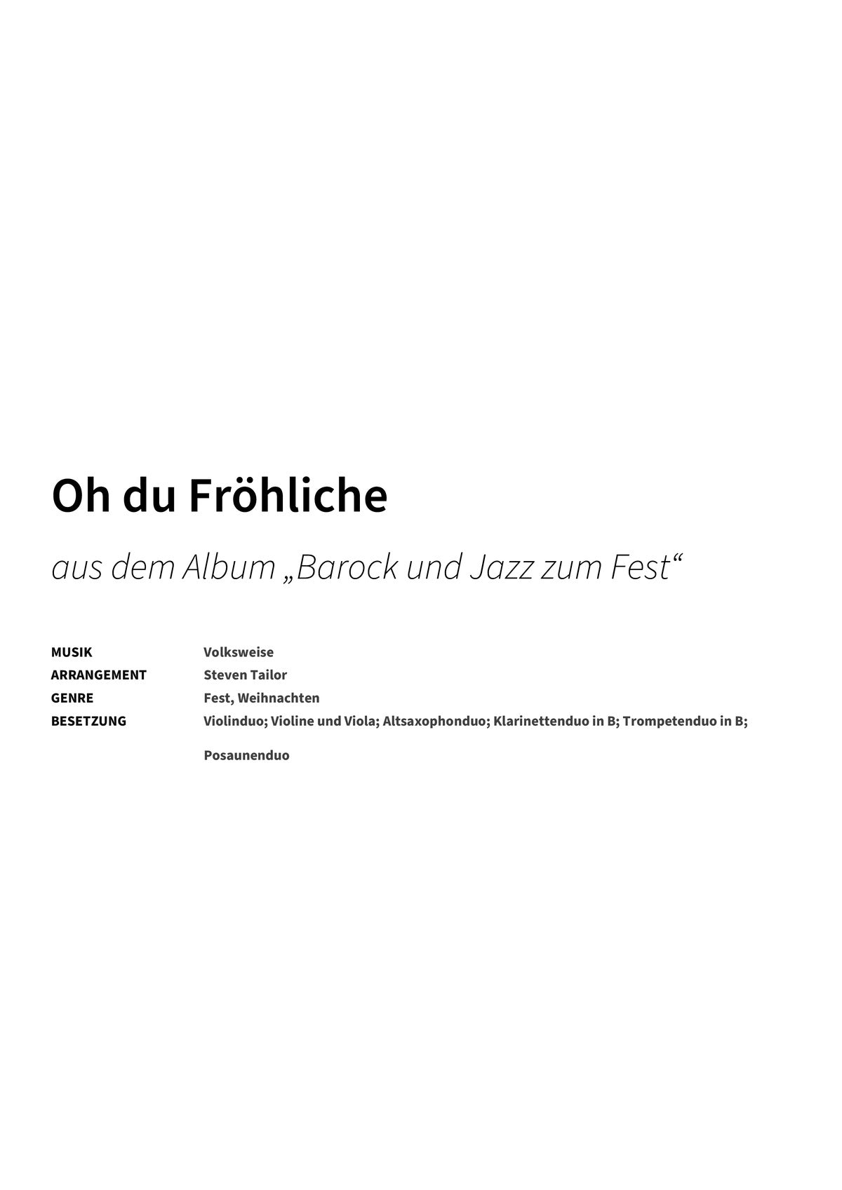 Oh du Fröhliche - Title Page