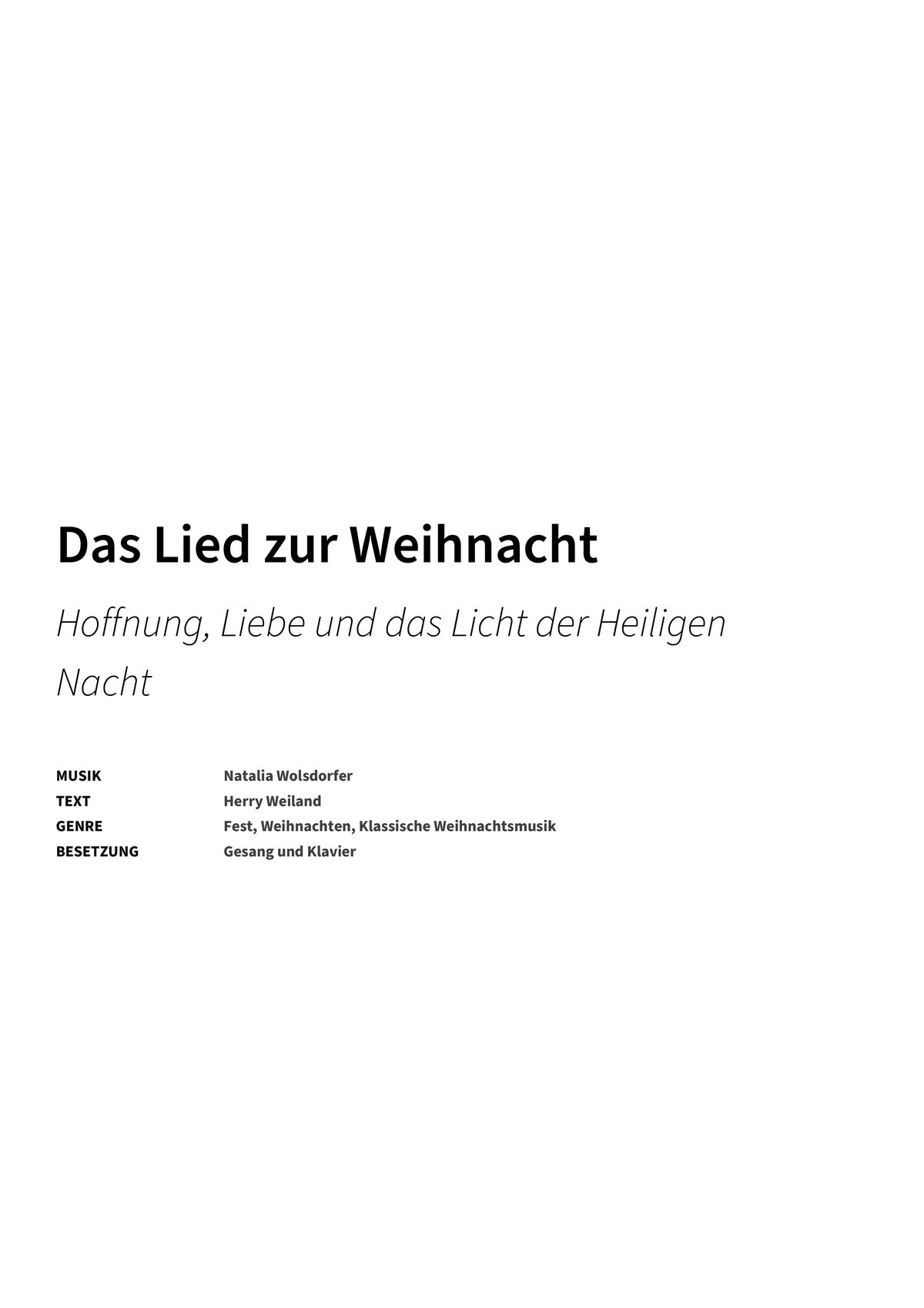Das Lied zur Weihnacht - Title Page