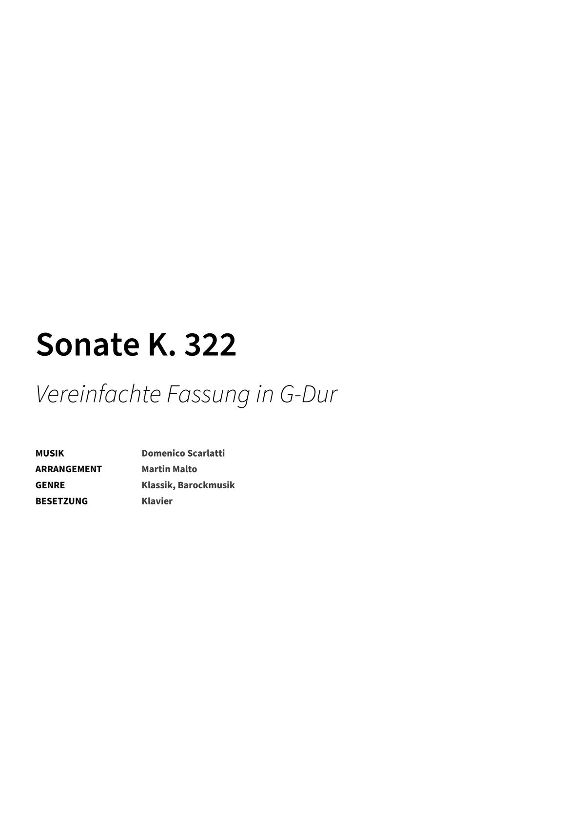 Sonate K. 322 - Title Page