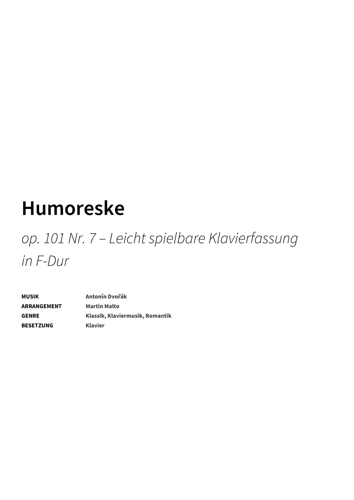 Humoreske - Title Page