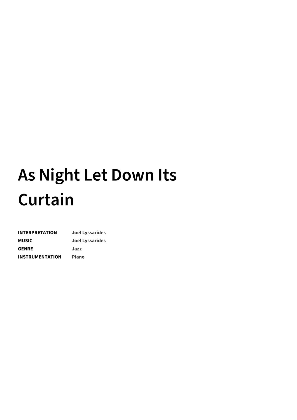 As Night Let Down Its Curtain - Title Page