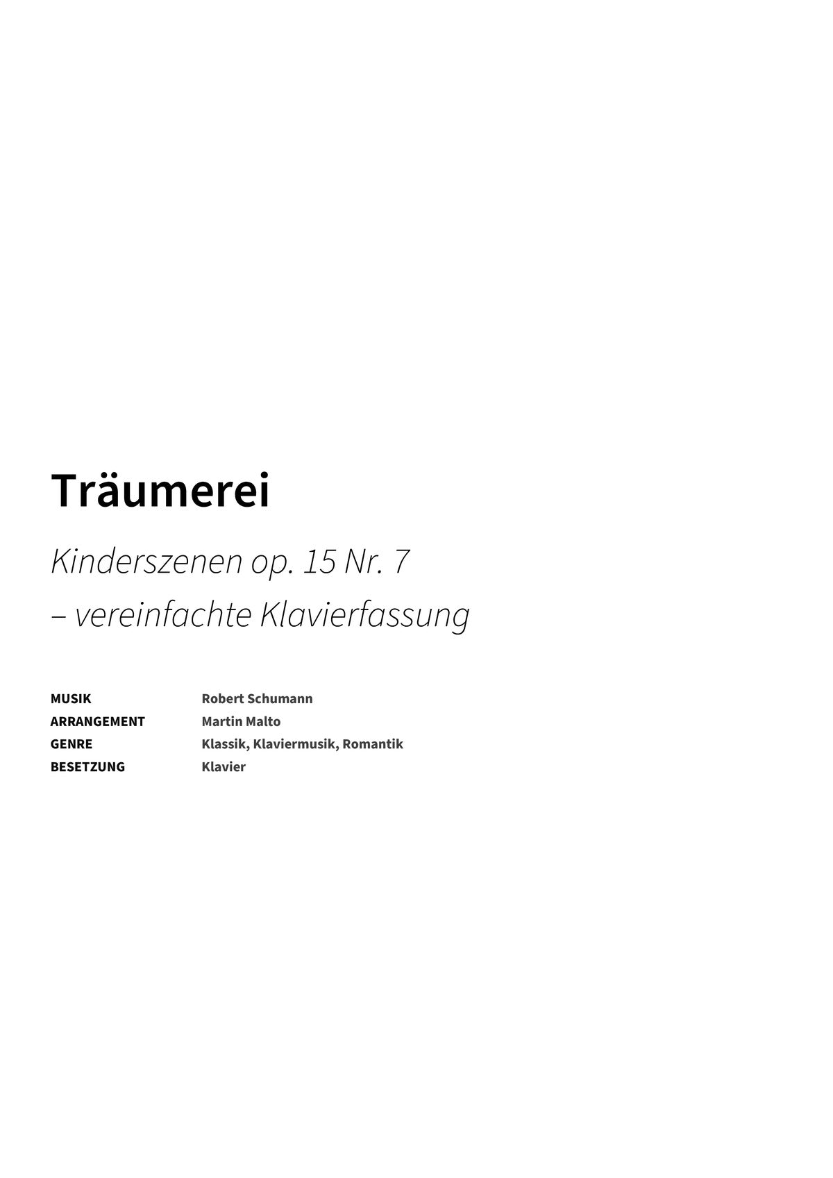 Träumerei - Title Page