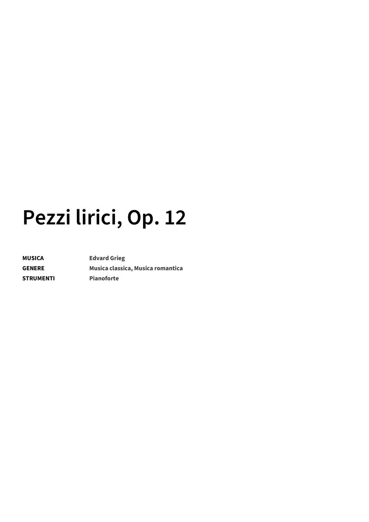 Pezzi lirici, Op. 12 - Title Page
