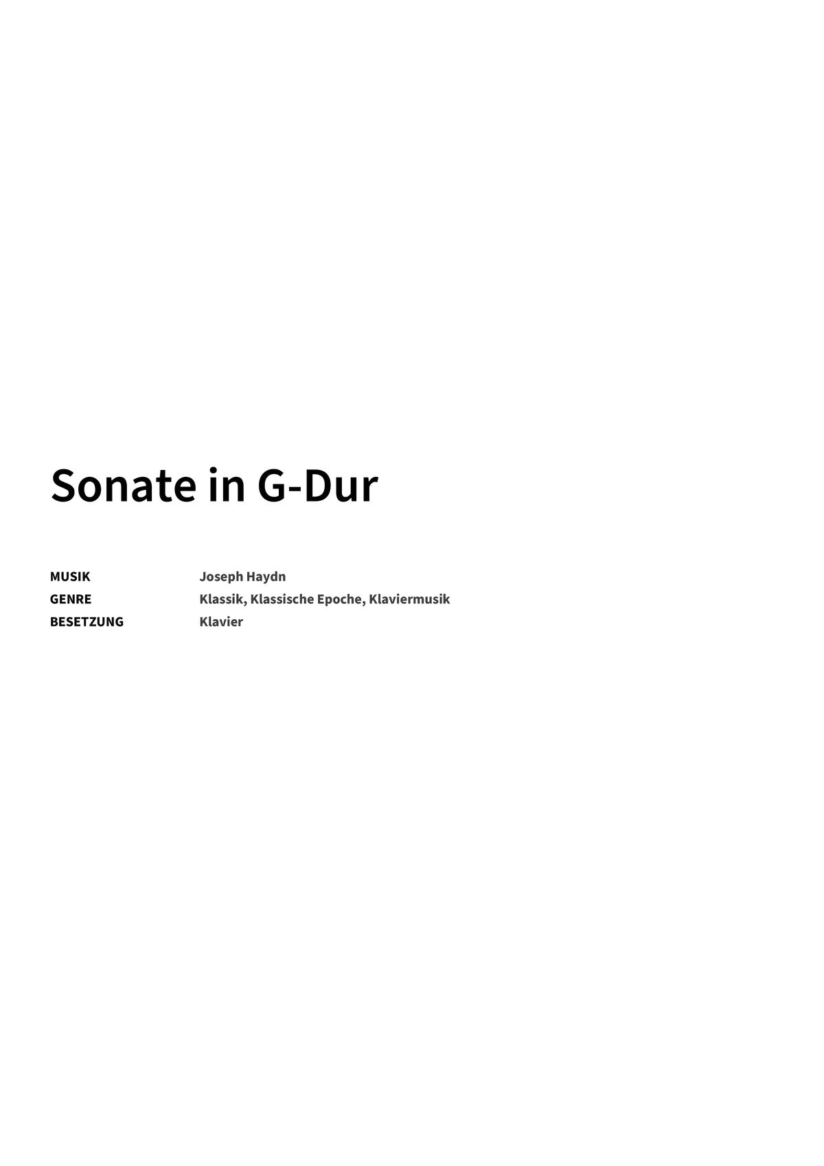 Sonate in G-Dur - Title Page