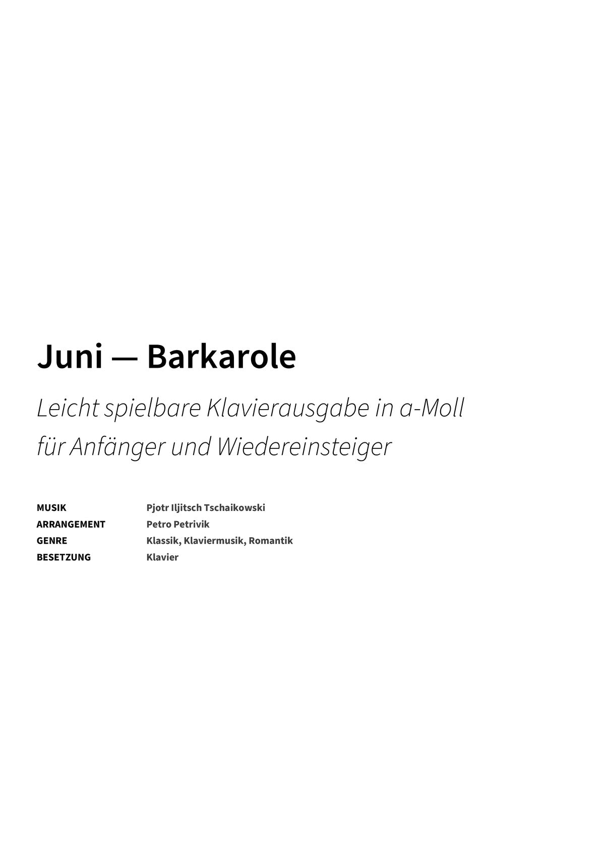 Juni — Barkarole - Title Page