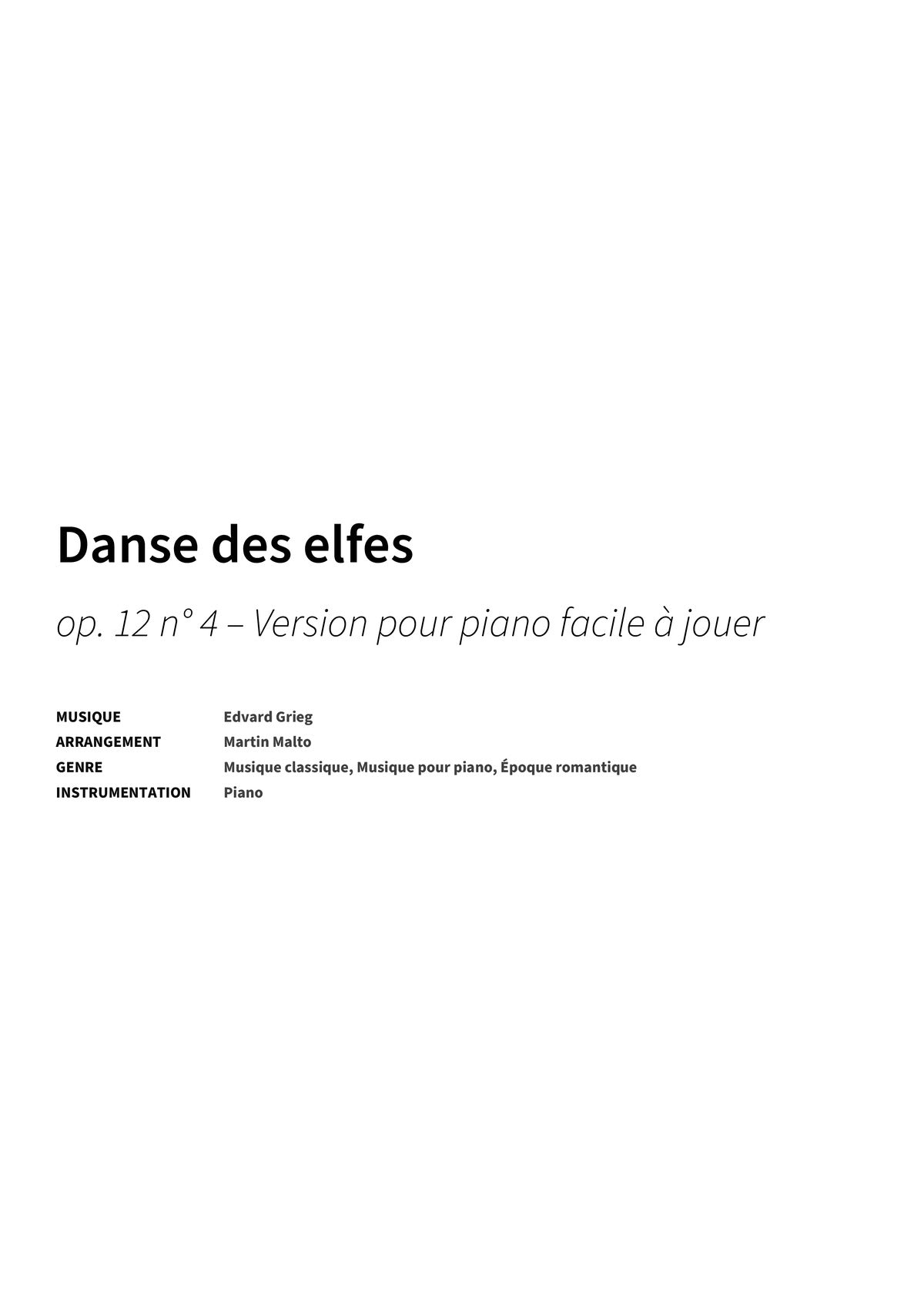 Danse des elfes - Title Page