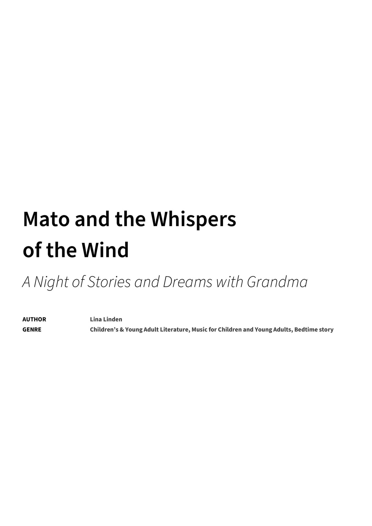 Mato and the Whispers of the Wind - Title Page