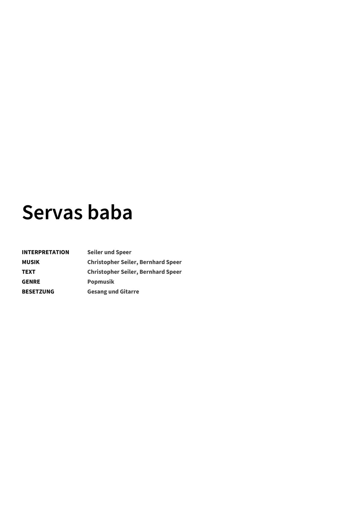 Servas baba - Title Page