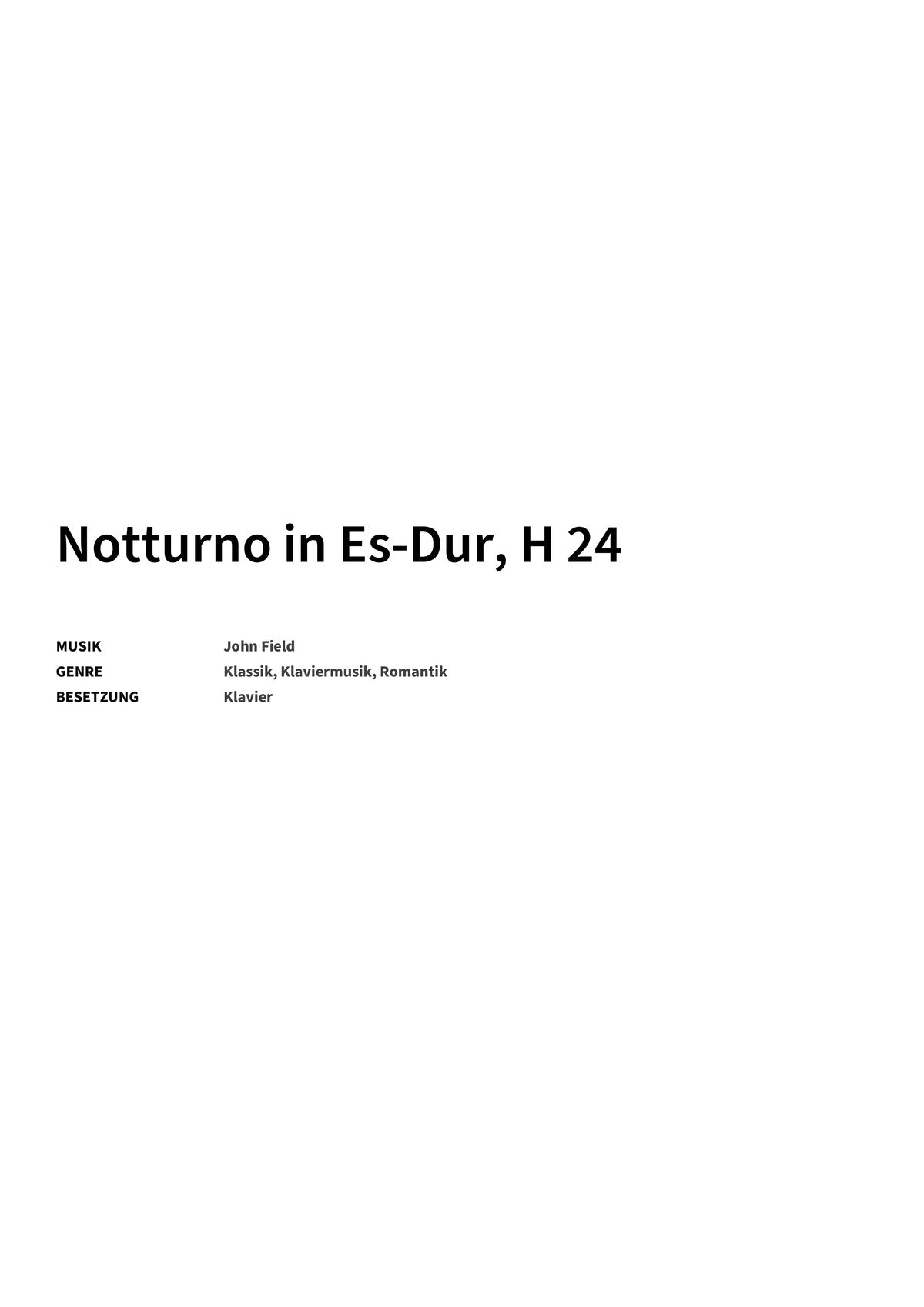Notturno in Es-Dur, H 24 - Title Page