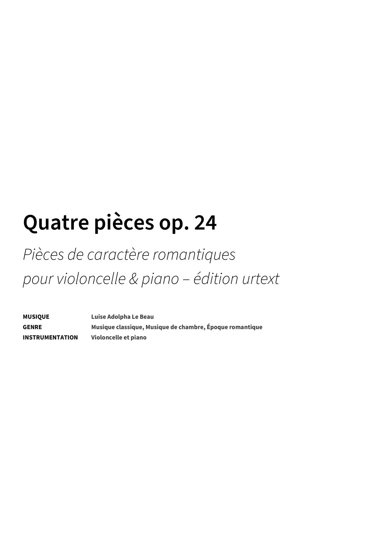 Quatre pièces op. 24 - Title Page