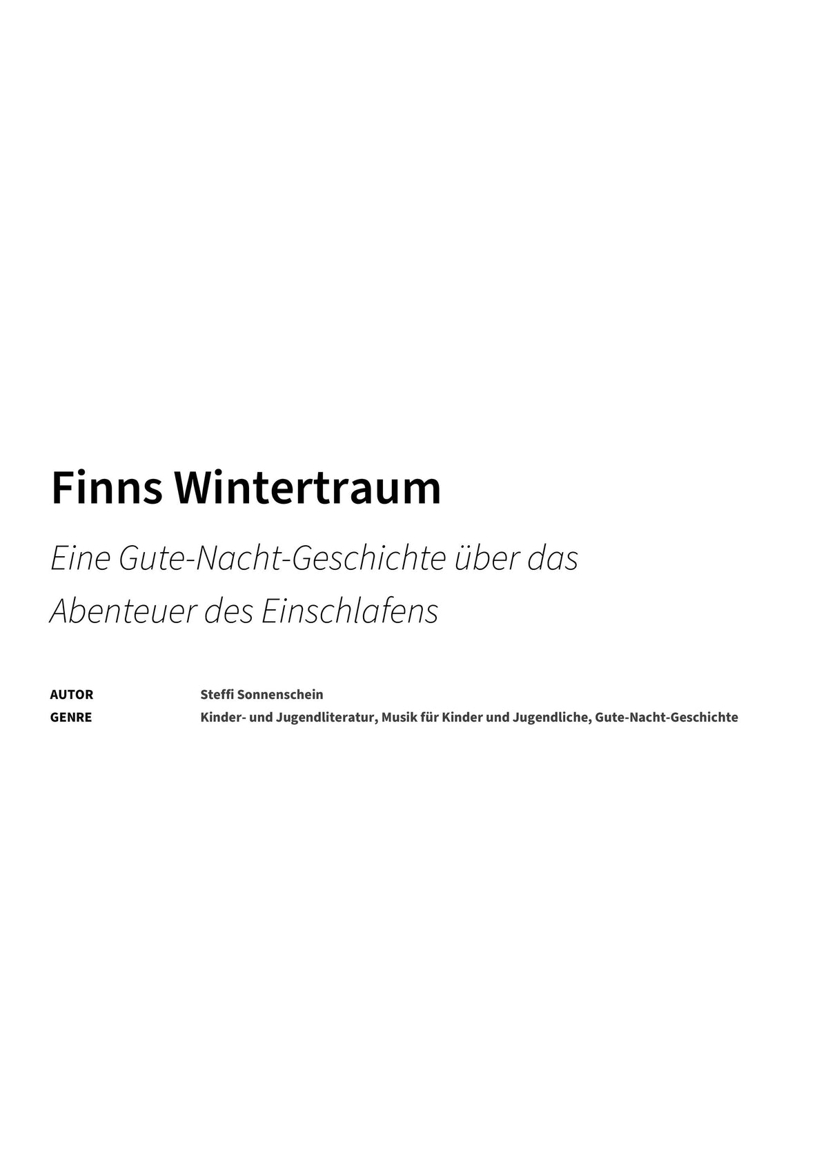 Finns Wintertraum - Title Page