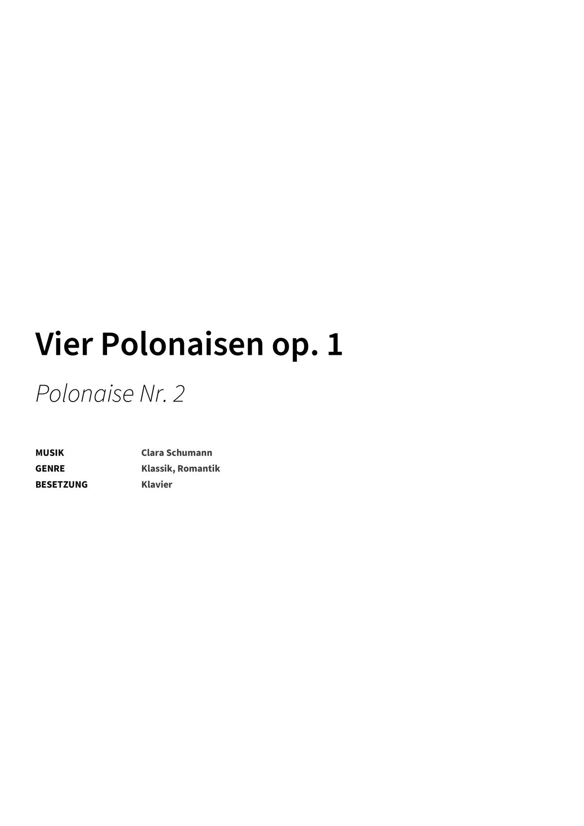 Vier Polonaisen op. 1 - Title Page