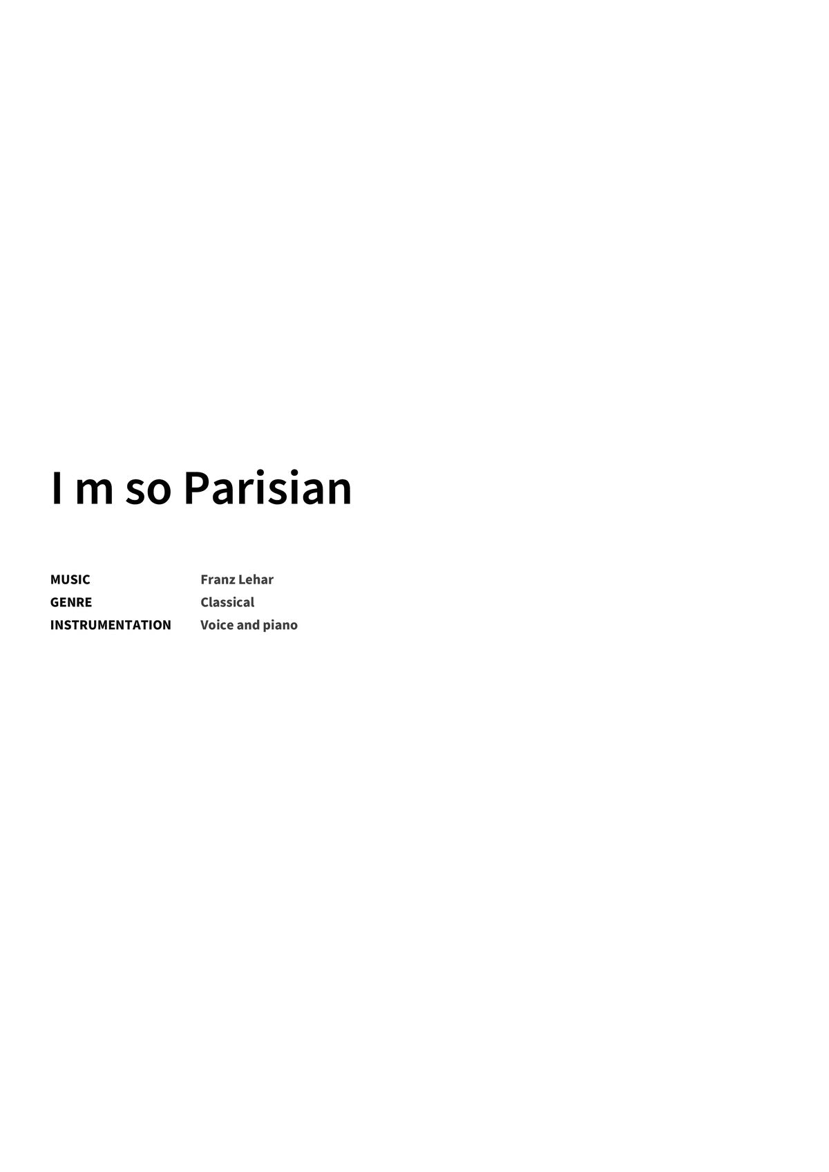 I m so Parisian - Title Page