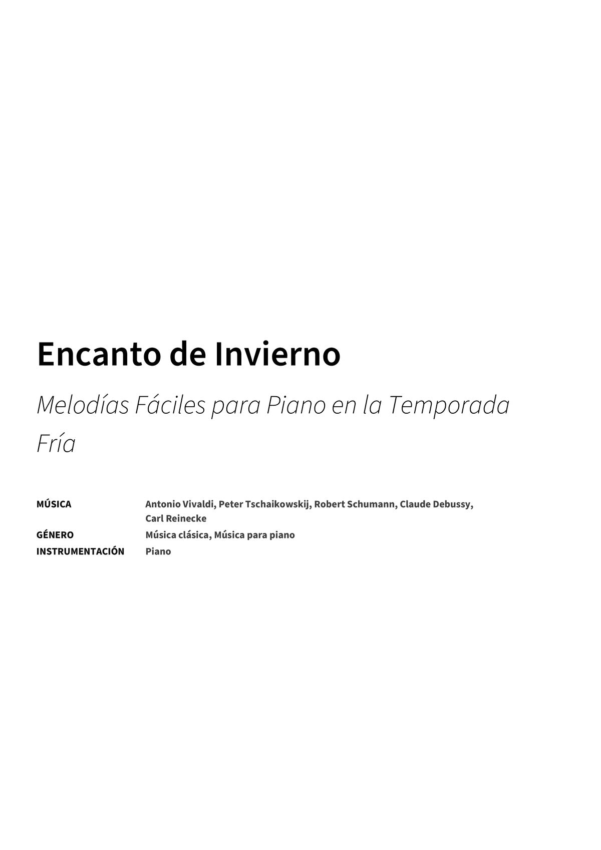 Encanto de Invierno - Title Page