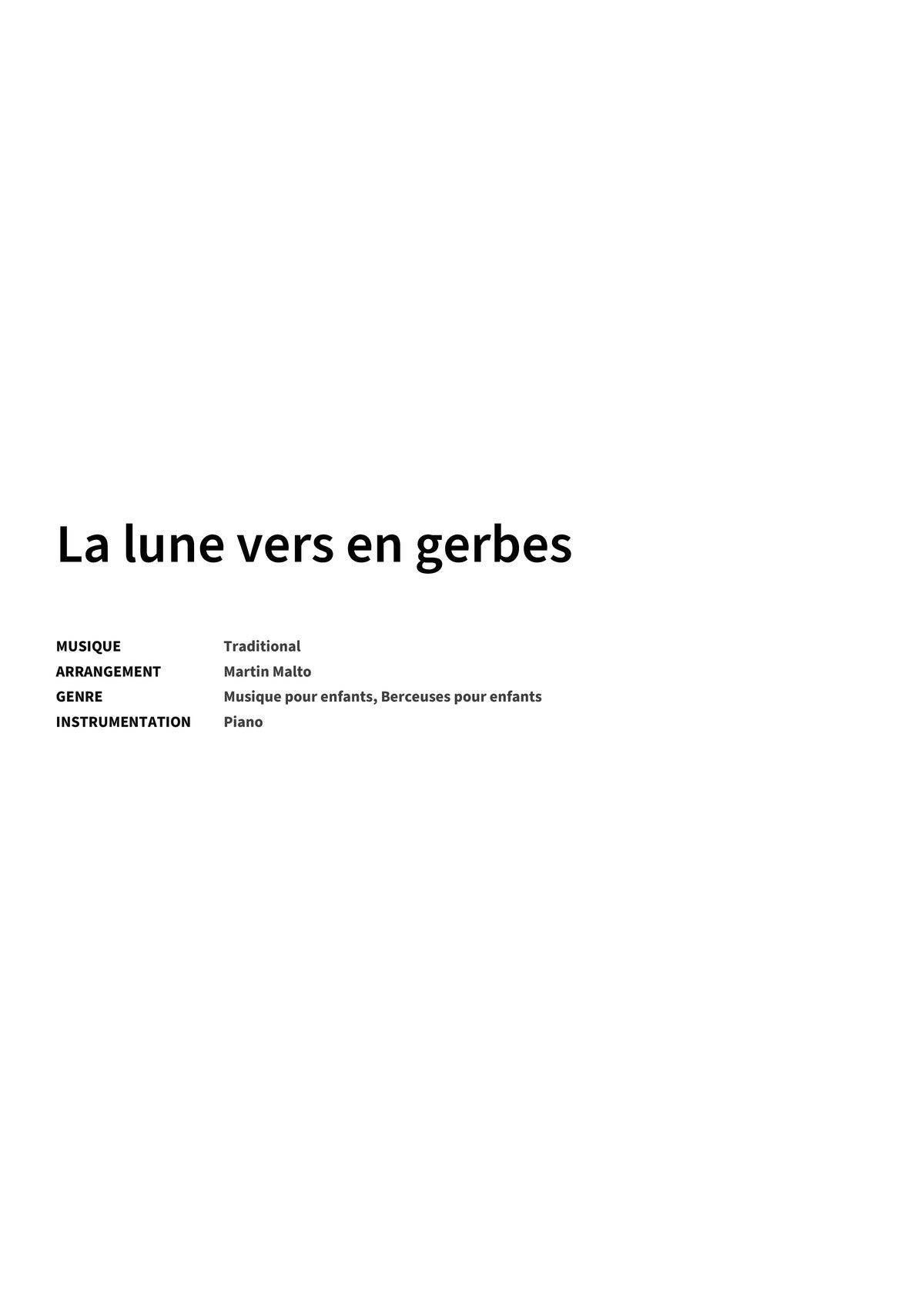 La lune vers en gerbes - Title Page