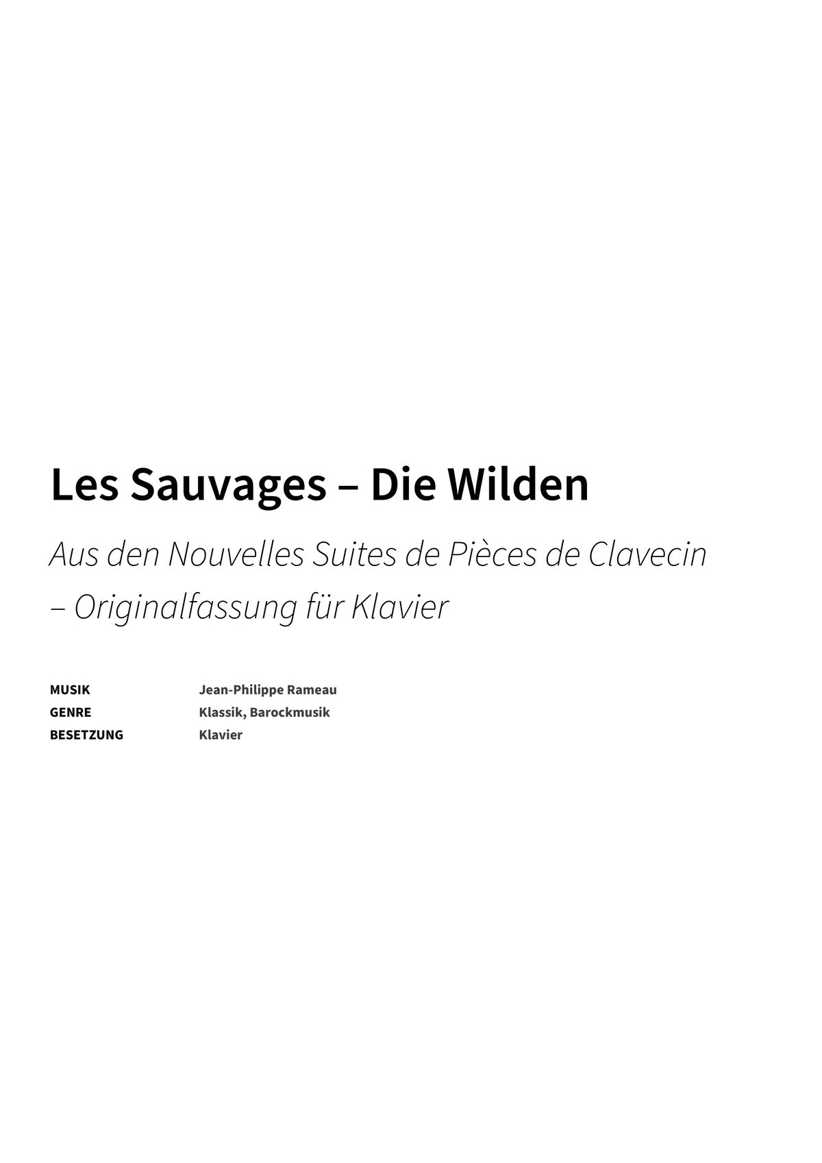 Les Sauvages – Die Wilden - Title Page