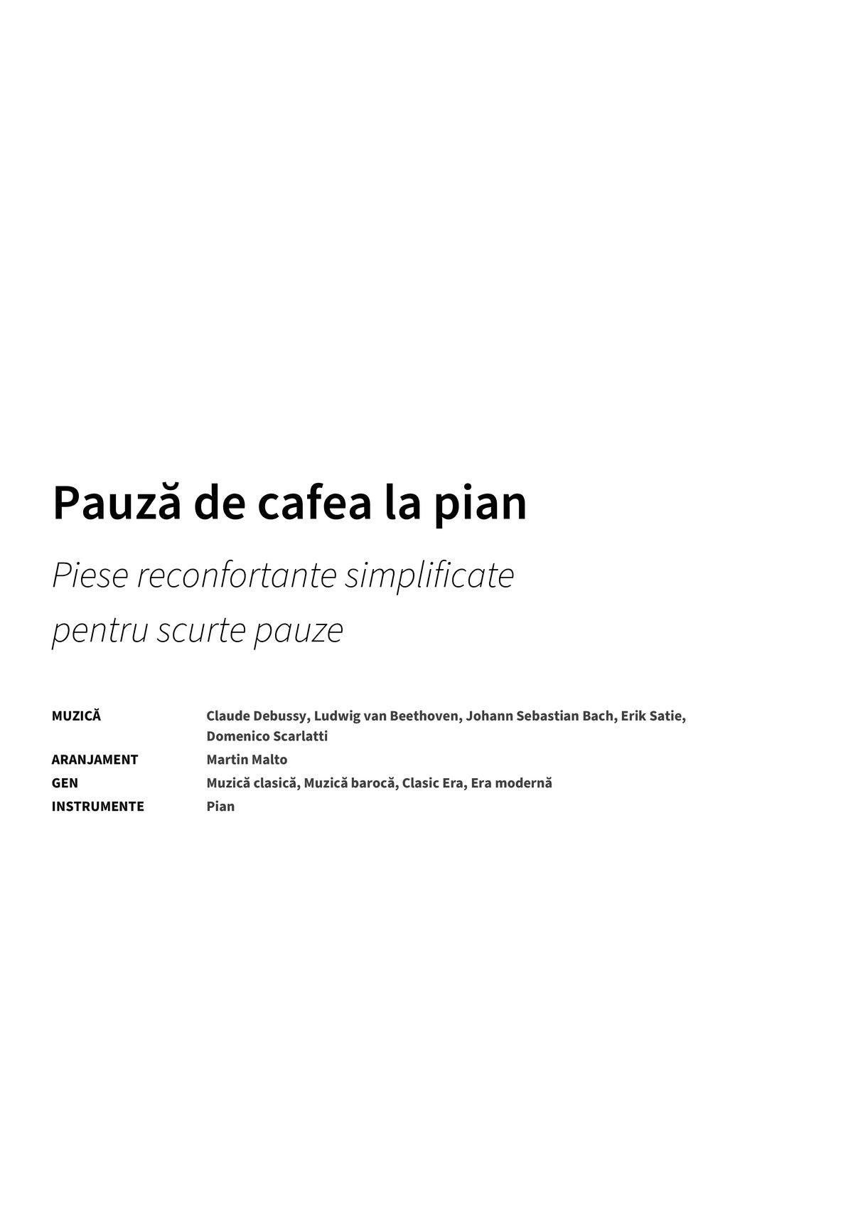 Pauză de cafea la pian - Title Page