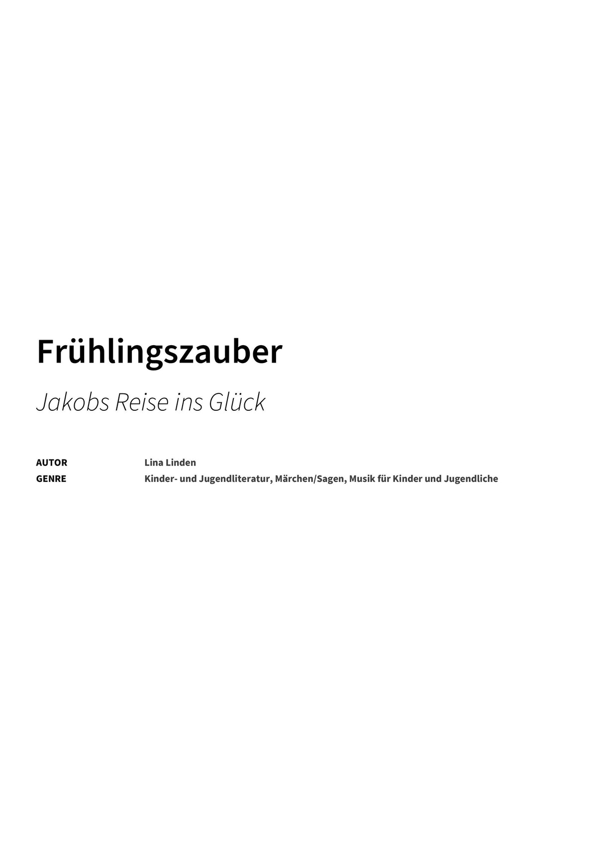 Frühlingszauber - Title Page