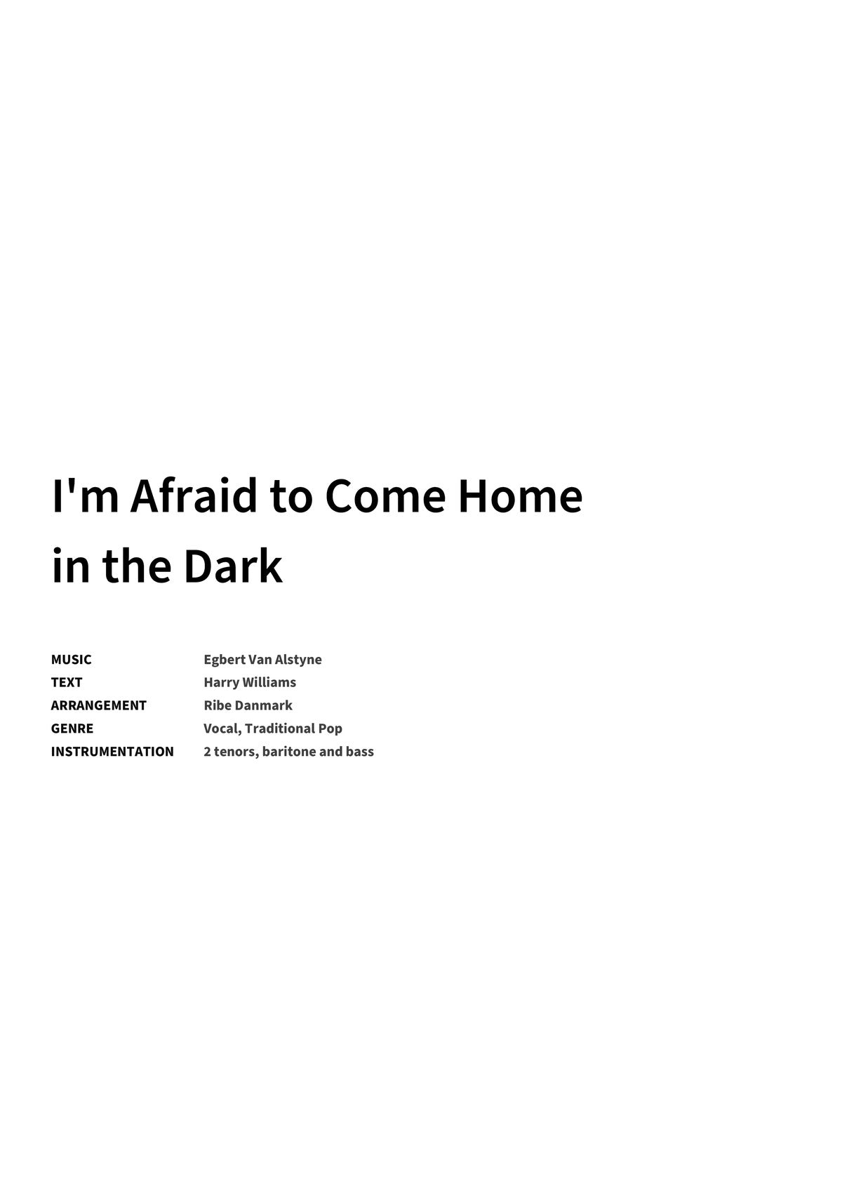 I'm Afraid to Come Home in the Dark - Title Page