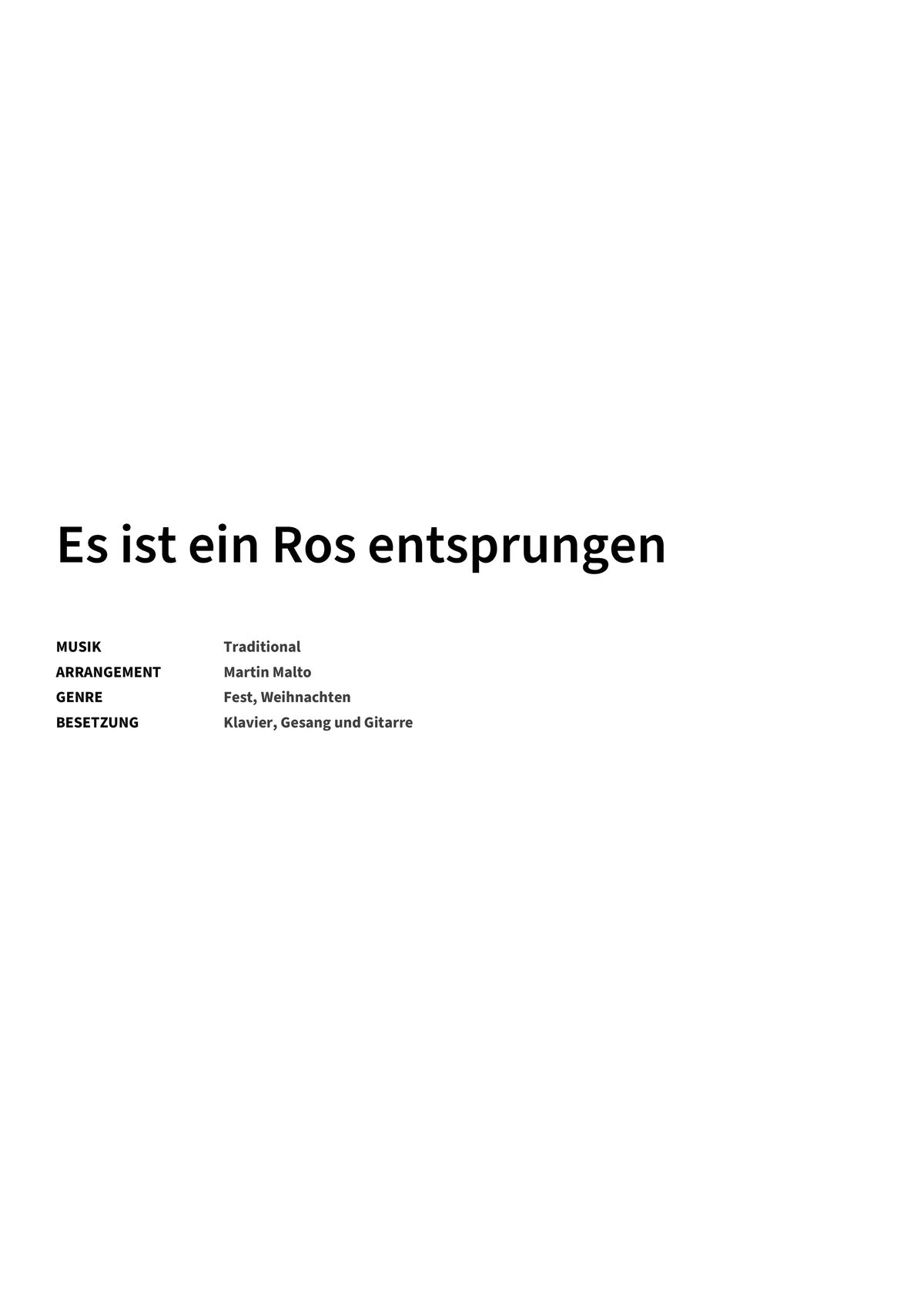 Es ist ein Ros entsprungen - Title Page
