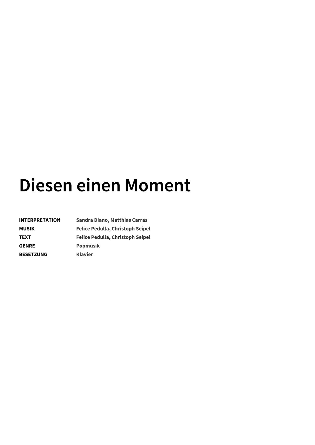 Diesen einen Moment - Title Page