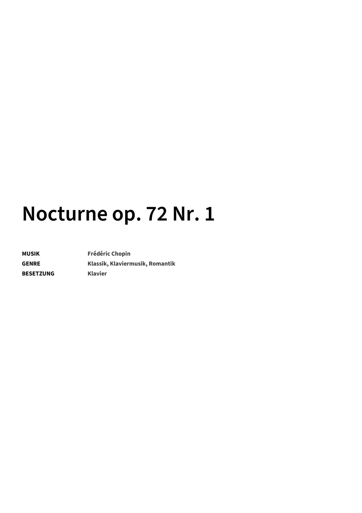 Nocturne op. 72 Nr. 1 - Title Page