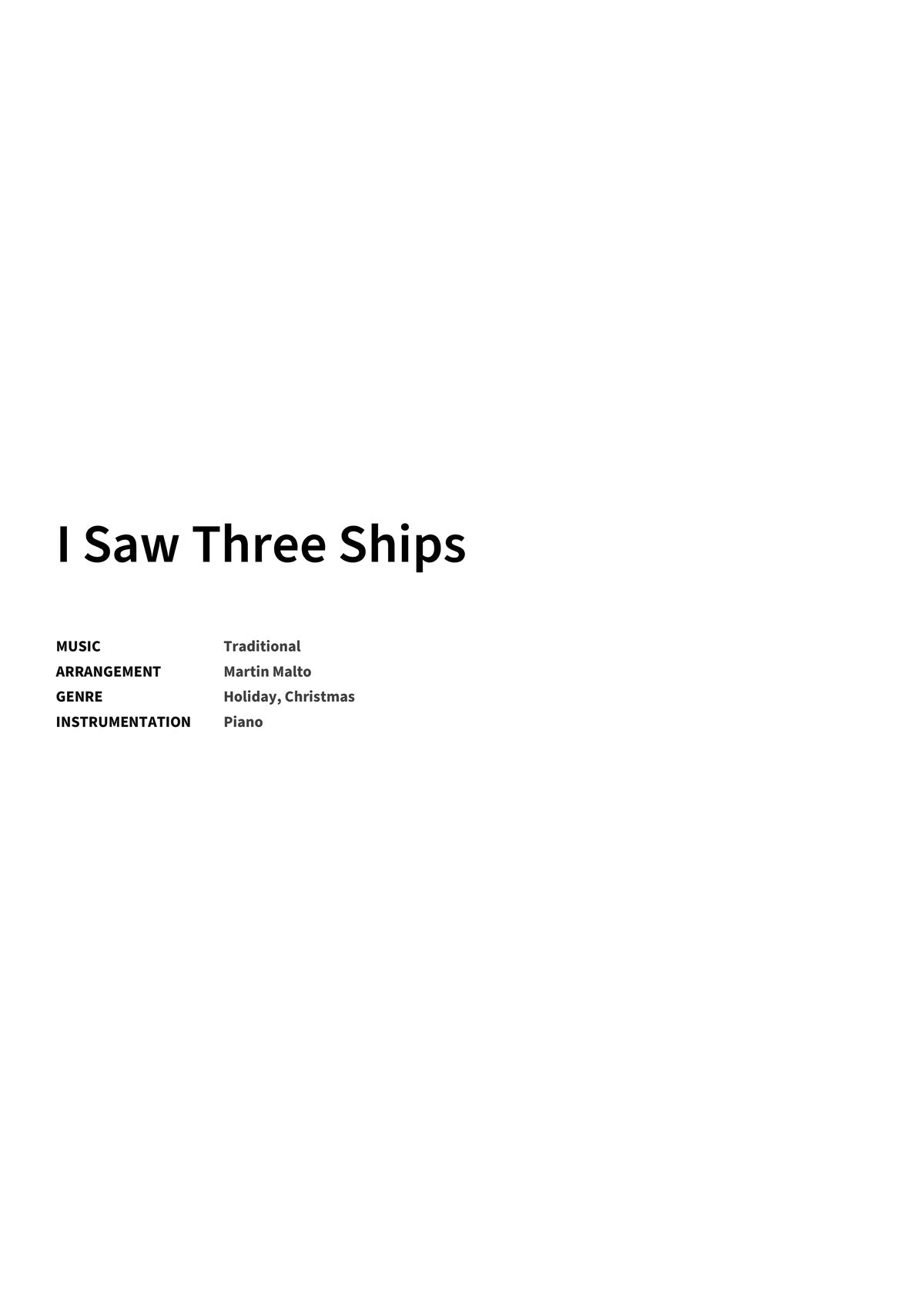 I Saw Three Ships - Title Page