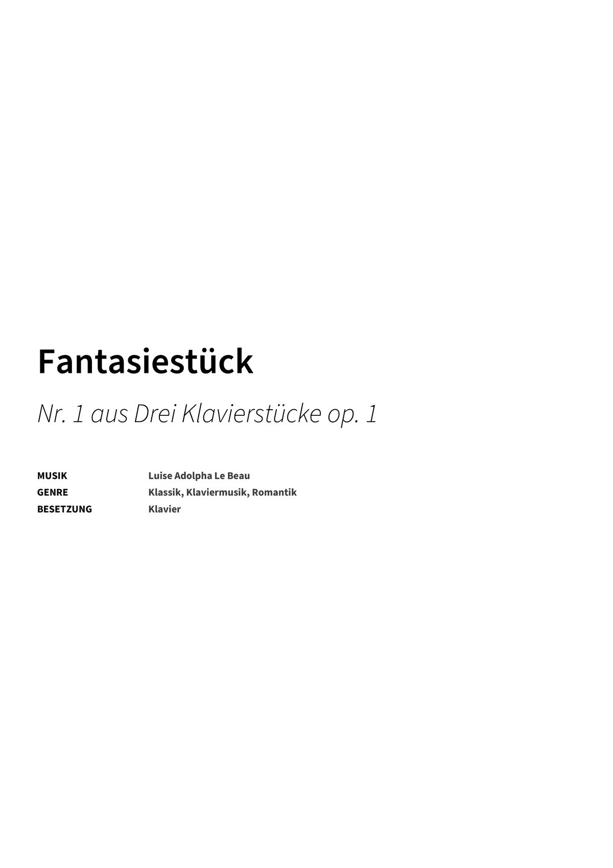 Fantasiestück - Title Page