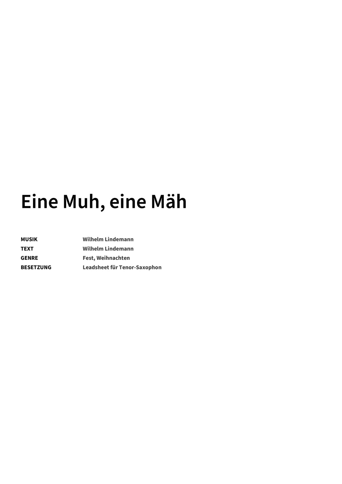 Eine Muh, eine Mäh - Title Page