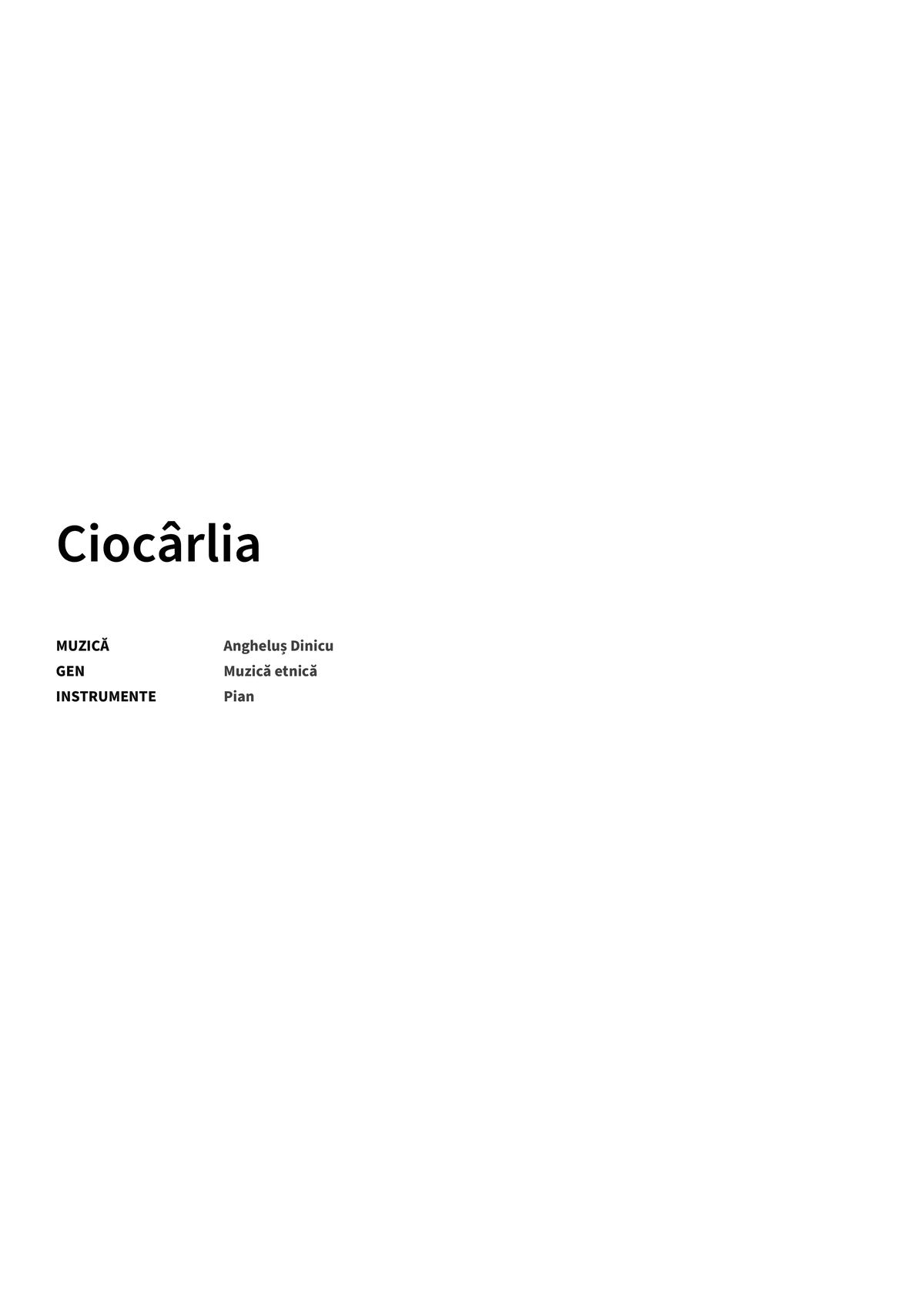 Ciocârlia - Title Page