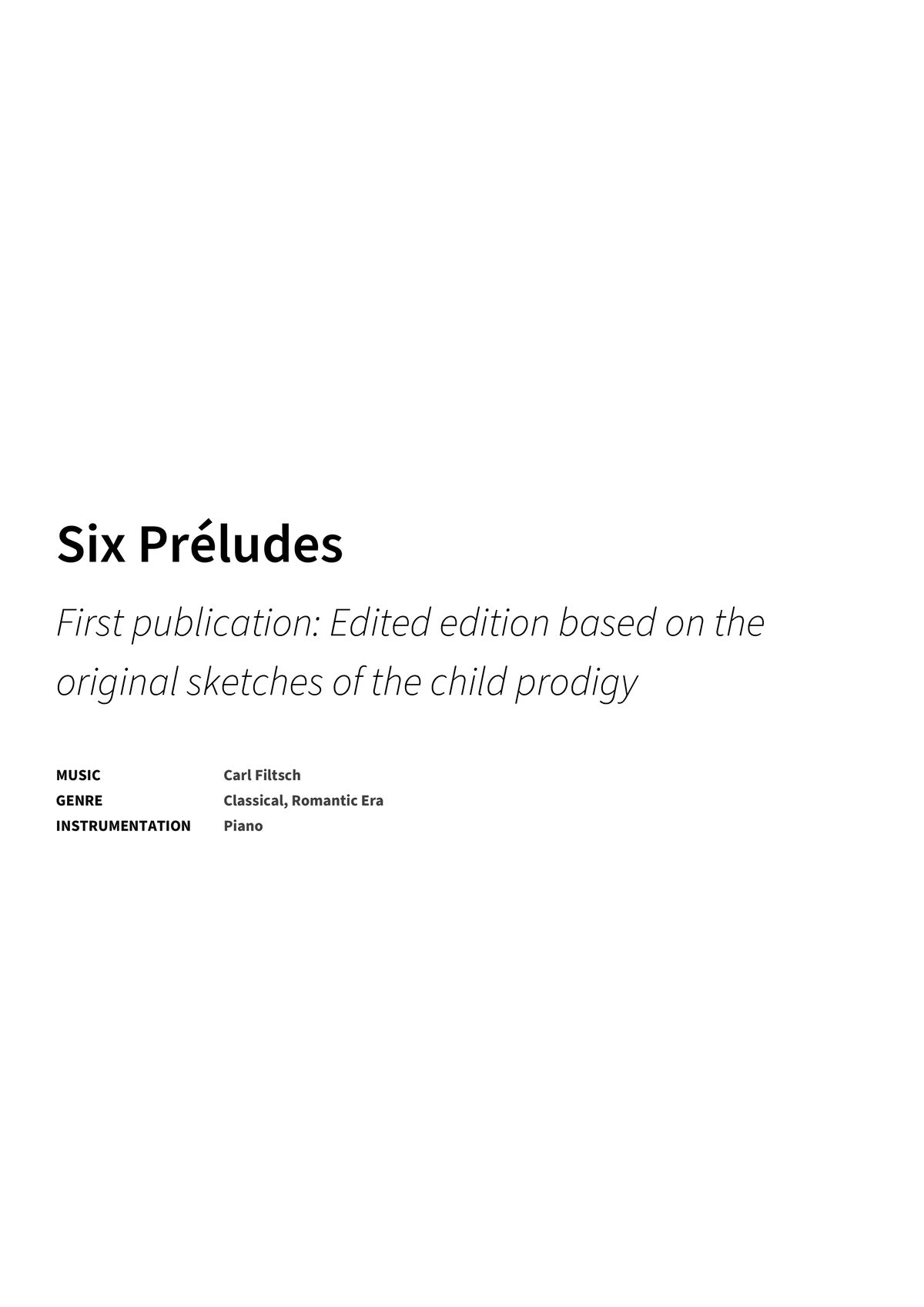 Six Préludes - Title Page