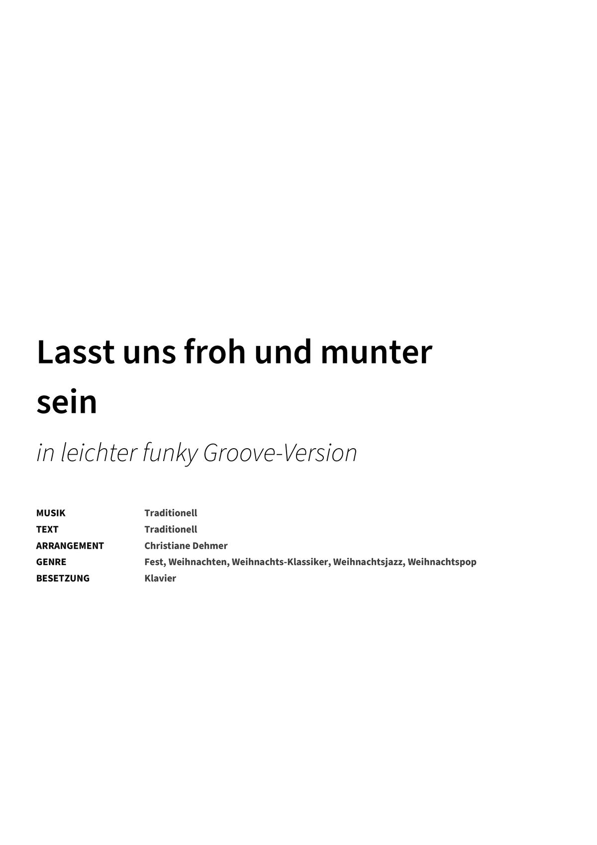Lasst uns froh und munter sein - Title Page