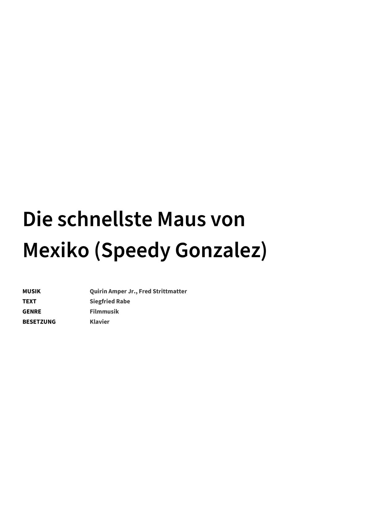 Die schnellste Maus von Mexiko (Speedy Gonzalez) - Title Page
