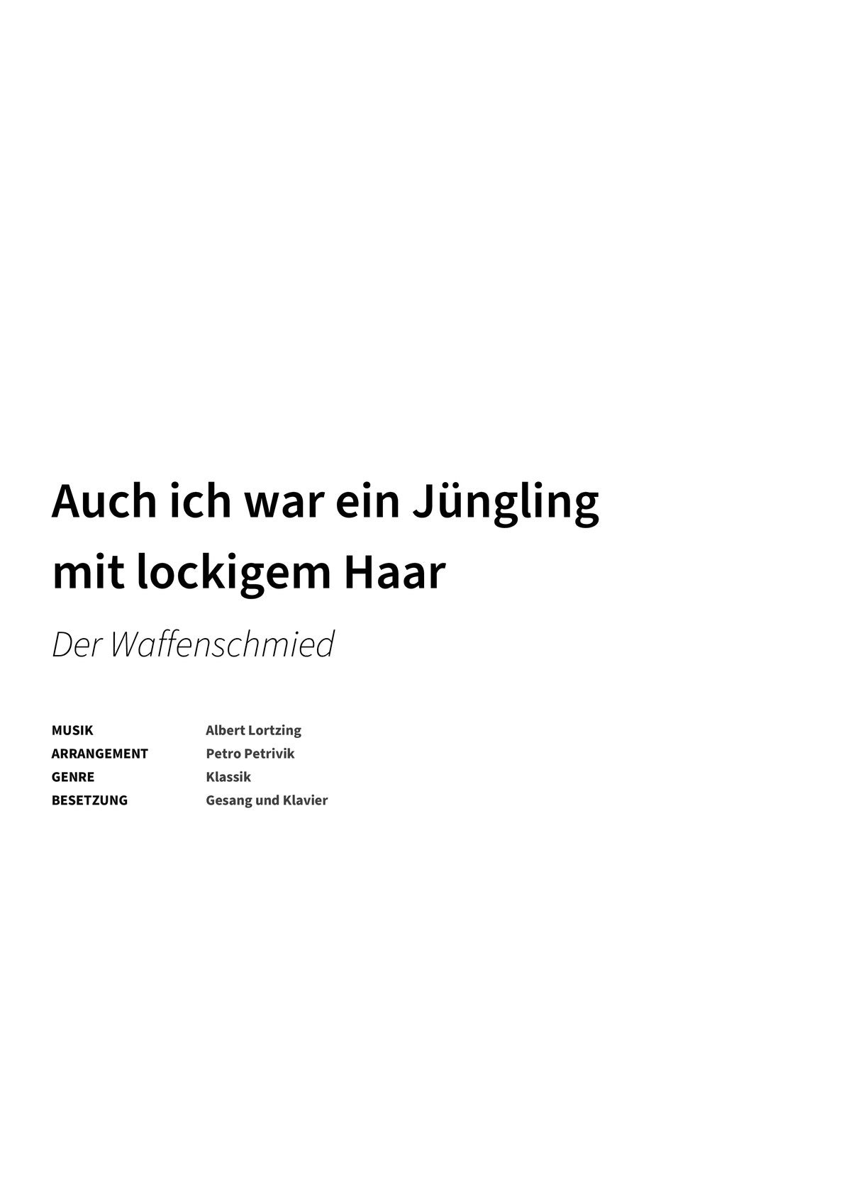 Auch ich war ein Jüngling mit lockigem Haar - Title Page
