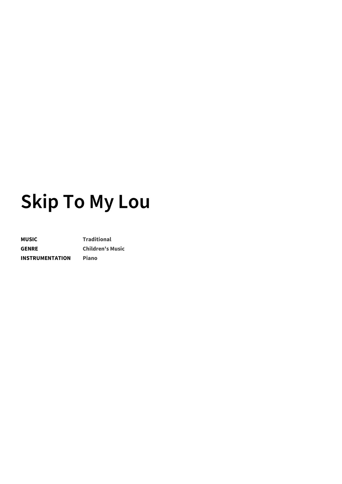 Skip To My Lou - Title Page