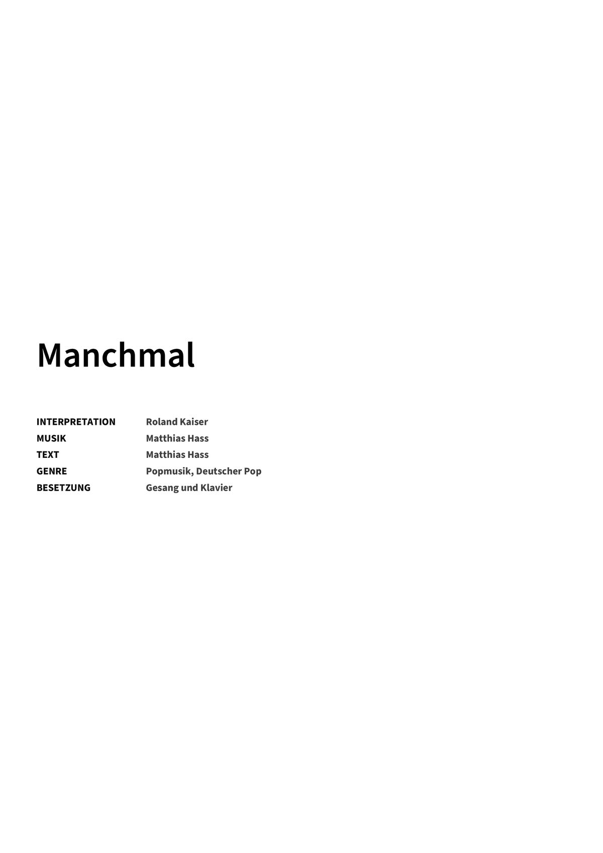Manchmal - Title Page