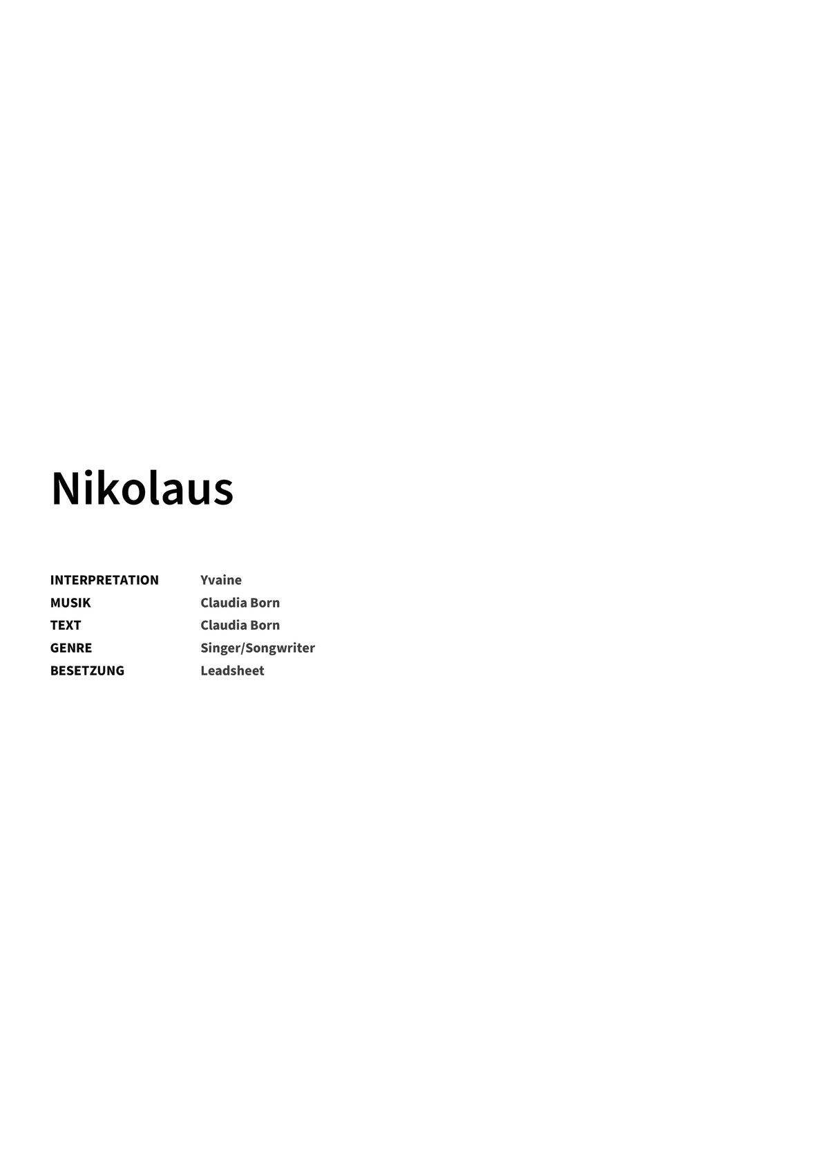 Nikolaus - Title Page