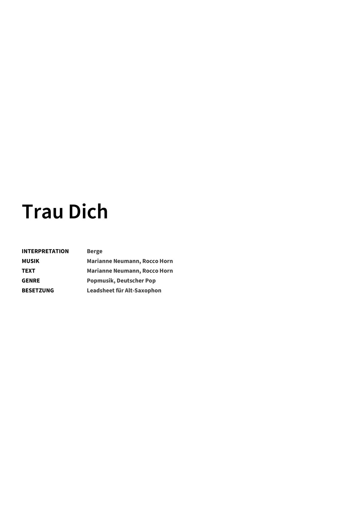 Trau Dich - Title Page
