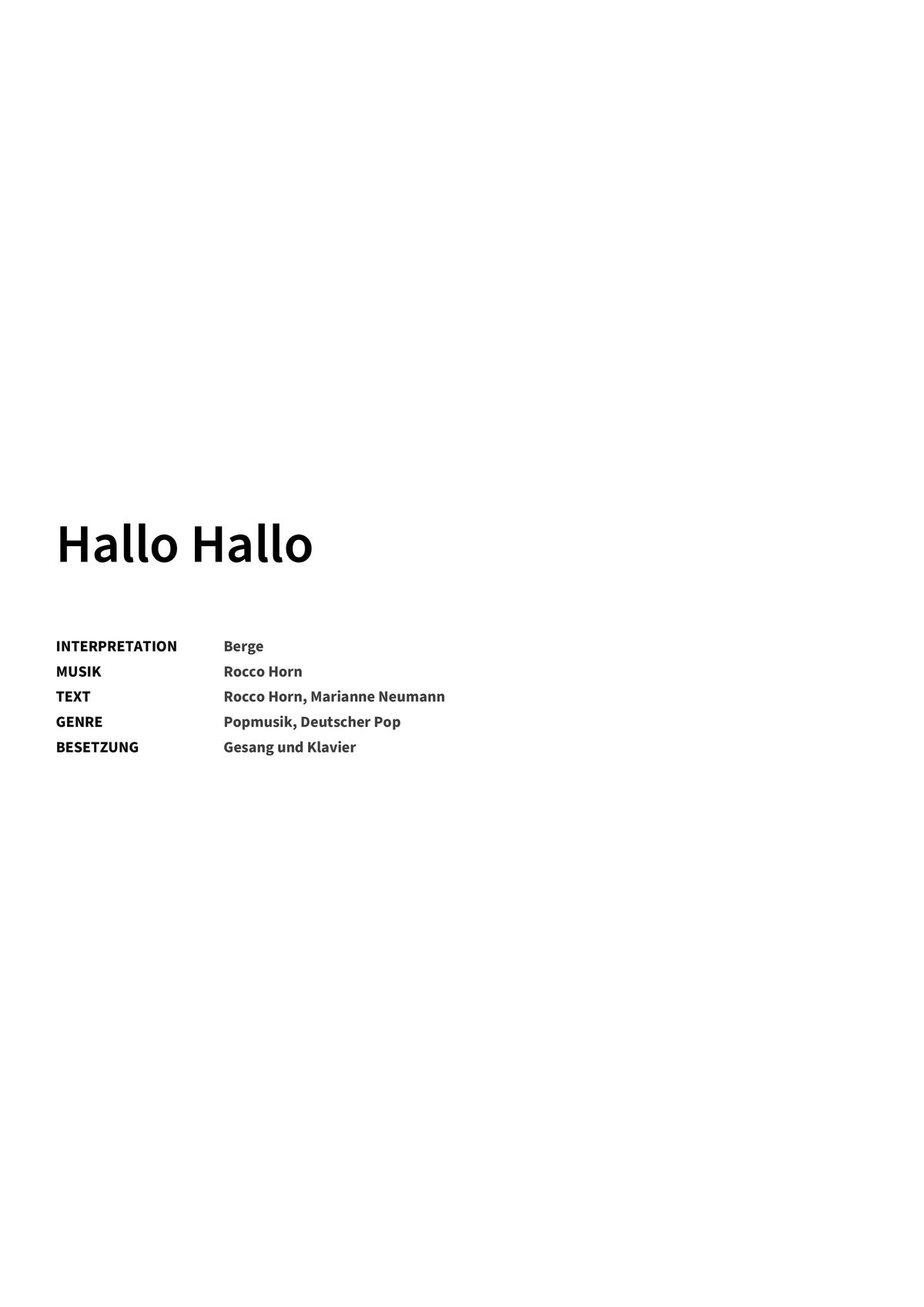 Hallo Hallo - Title Page