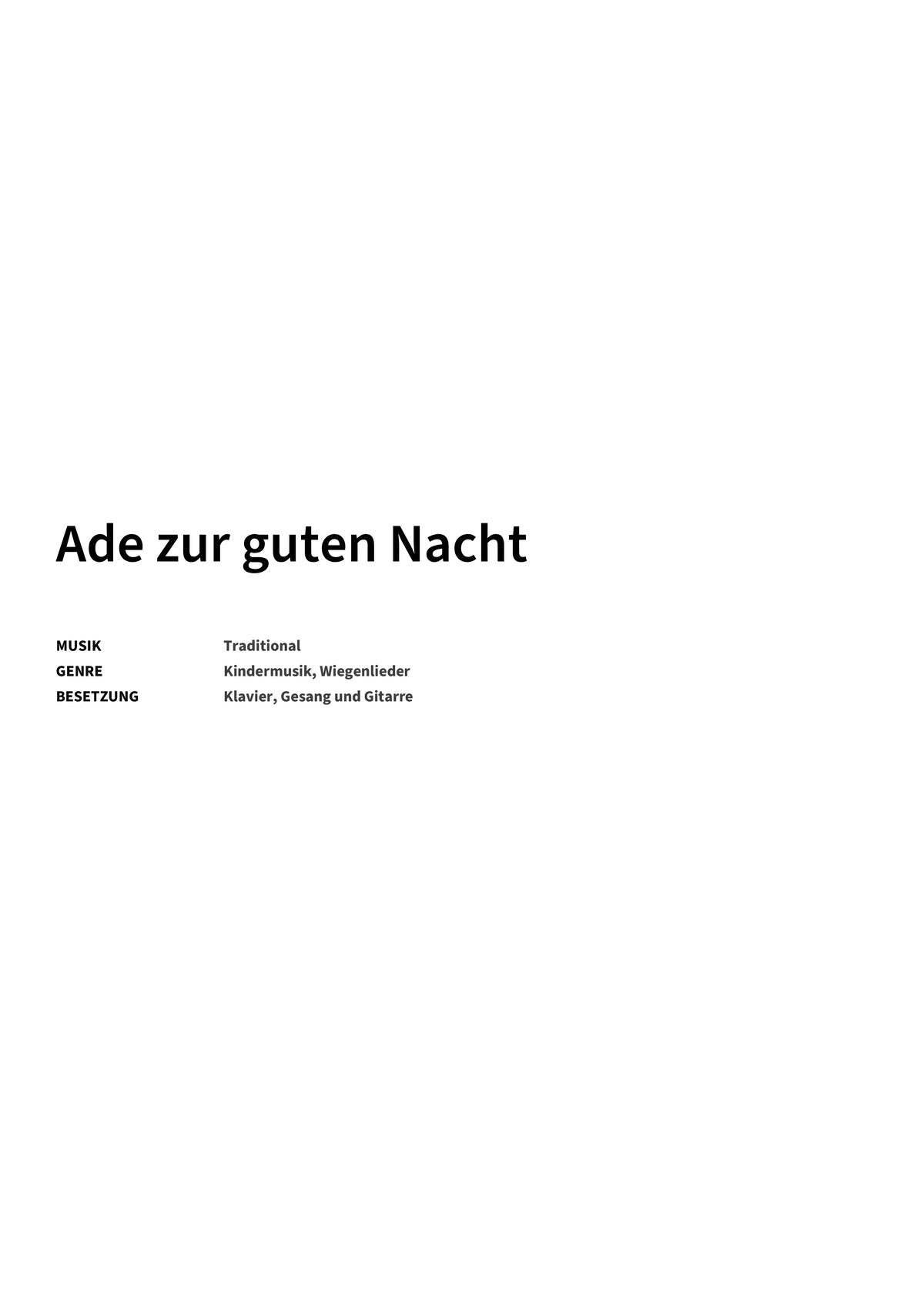 Ade zur guten Nacht - Title Page