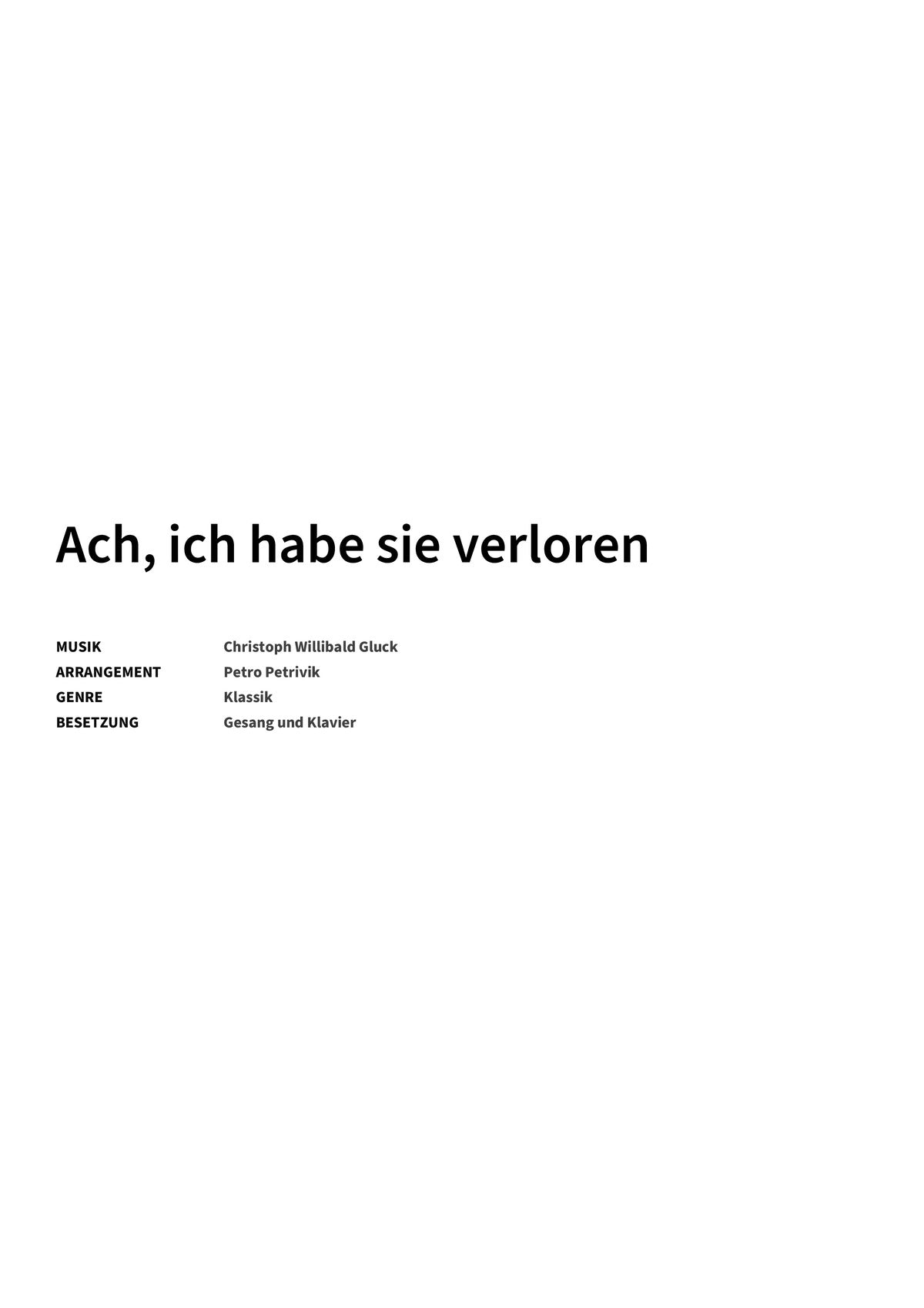 Ach, ich habe sie verloren - Title Page