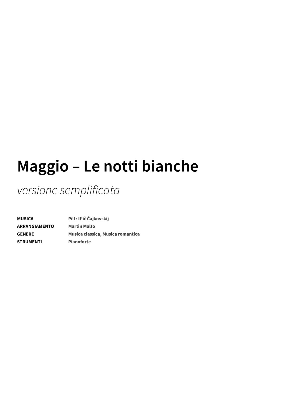 Maggio – Le notti bianche - Title Page