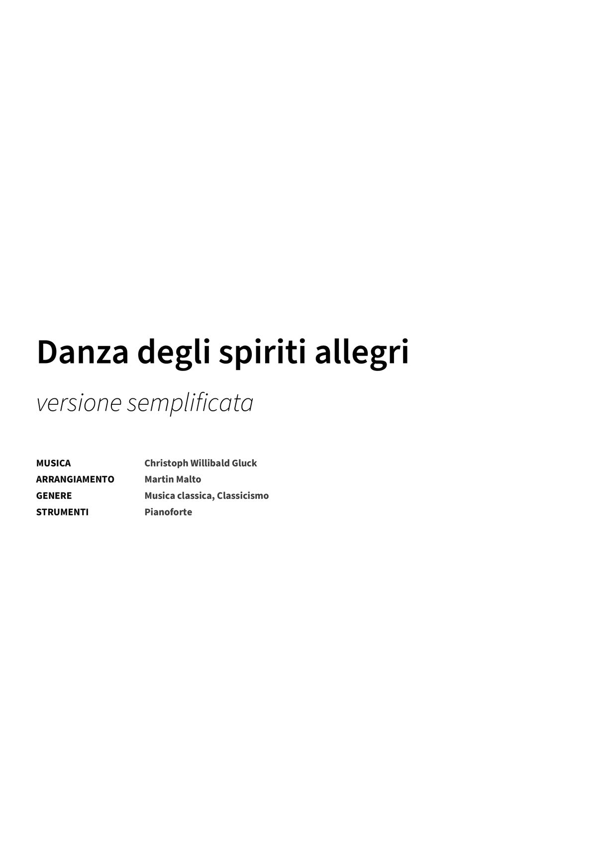 Danza degli spiriti allegri - Title Page